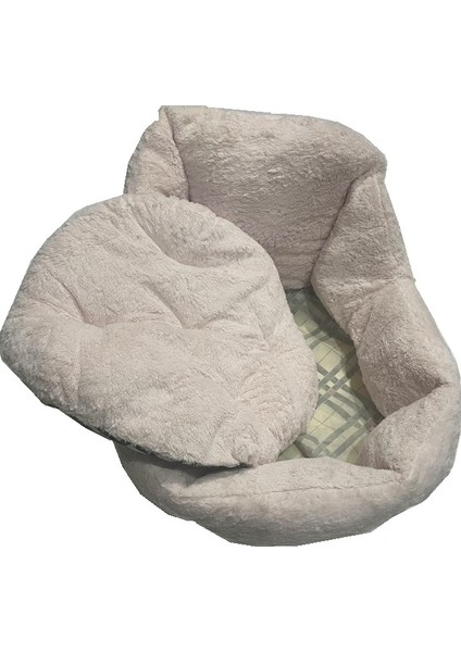 Süslüpati Kullanışlı Yıkanabilir Kumaş Silikon Elyaf Dolgulu Kedi Köpek Yatağı Lila 56CM