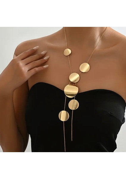 Gold Yuvarlak Zincir Detay Kolye