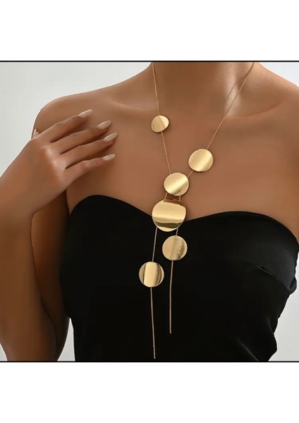 Gold Yuvarlak Zincir Detay Kolye