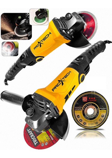 Yüksektork Devir Ayarlı Spral Taşlama Makinesi 115 mm 5 Disk Hediye