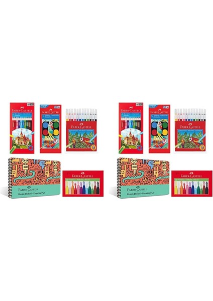 Boyama Seti ve Resim Defteri 25X35 Cm, Çocuklar Için Yaratıcı Eğlence, 12 Renk Suluboya, Boya Kalemi, Pastel Boya, Keçeli Kalem ve 30 Yaprak Defter 2li Paket