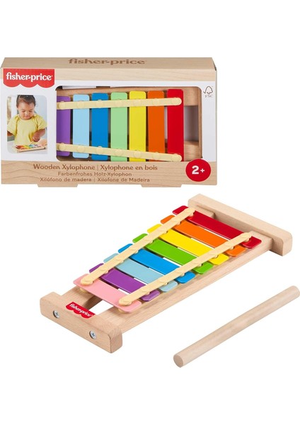Ahşap Ksilofon Yürüme Çağındaki Çocuklar Için 2 Parçalı Müzik Aleti Fisher-Price Ahşap Ksilofon HXV13
