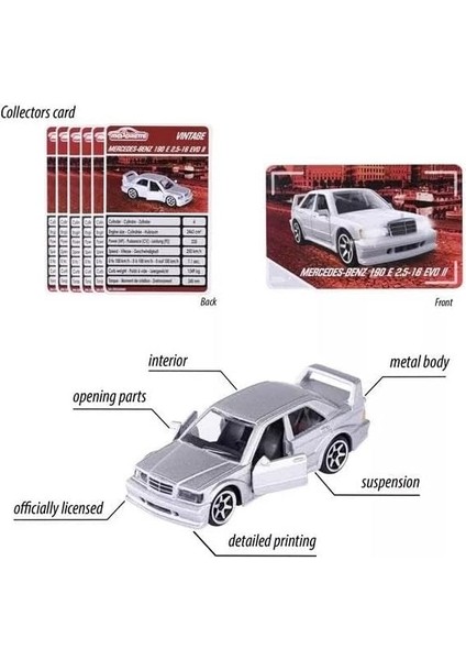 Vintage Metal Diecast Gri Mercedes Benz 190 E 2.5-16 Evo Iı fiyatları