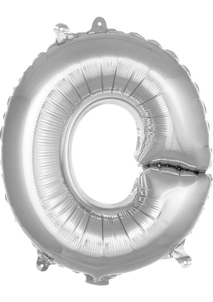 Vitrini O Harfi 16 Inç Gümüş Renk Folyo Balon 36 cm (Gümüş)