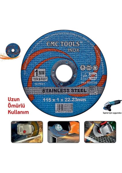 Inox Spiral Taş Kesici, 115X1.0X22MM, 50 Adet, Dayanıklı ve Yüksek Performanslı modelleri