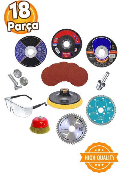 18 Parça Spiral Taşlama Diskleri, 115 mm Cırtlı Zımpara Kağıdı Seti