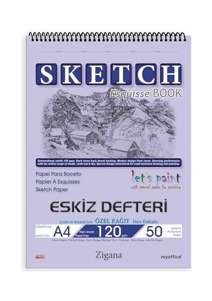 A4 Spiralli Eskiz Defteri - 50 Yaprak, 120 gr Çizim Bloknotu, Sanat Defteri fiyatları