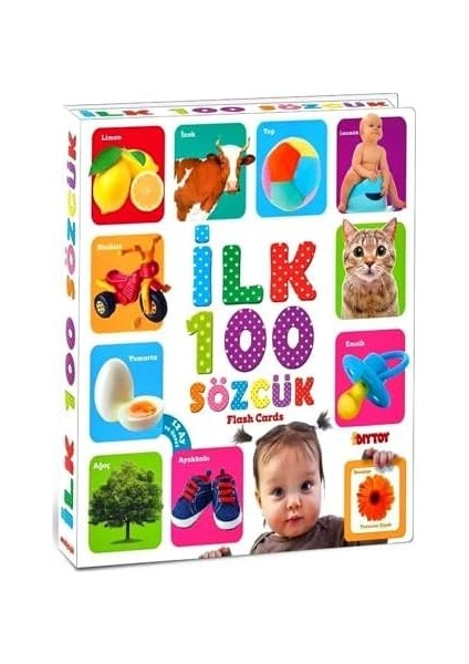 Için Ilk 100 Sözcük Kelime Zeka Kartları Eğitici Yeni Doğan Kartları