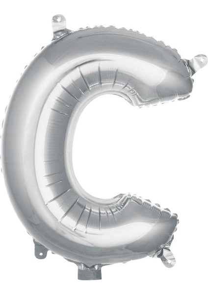 Vitrini C Harfi 16 Inç Gümüş Renk Folyo Balon 36 cm (Gümüş)