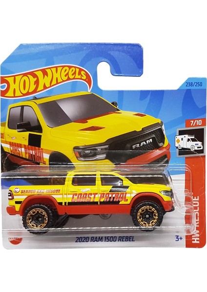 Wheels - 2020 Ram 1500 Rebel - Hw Rescue 7/10 - HKL04 - Short Card - Treasuere Hunt - Acil Durum Aracı - Sahil Patrol - Mattel 2023