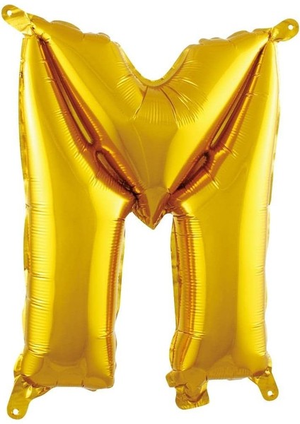 Vitrini M Harfi 16 Inç Gold Renk Folyo Balon 36 cm (Altın)