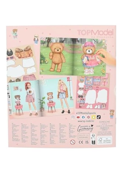 13209 Topmodel Team Teddy Çıkartma Defteri, 20 Resimli Arka Plan Sayfası, Kişisel Tasarım Için, 3 Çift Sayfa Çıkartma Dahil modelleri