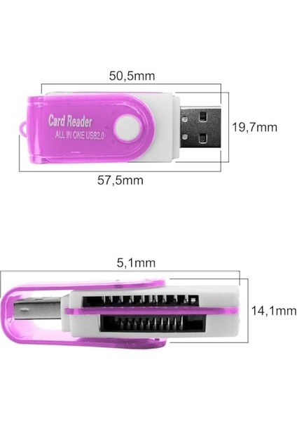 Pc Için USB Sd Kart Okuyucu, Micro Sd Karttan USB Adaptörüne, Kamera Için Ms Duo/micro Ms Kart Okuyucu Hafıza Kartı Okuyucu, Pc/dizüstü Bilgisayar Için Kart Okuyucu Mor fiyatları