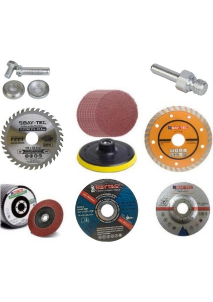 8'li Taşlama ve Kesme Disk Seti Seramik, Ahşap, Metal, Zımpara Uyumlu