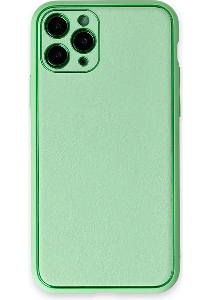 Iphone 11 Pro Kılıf Coco Deri Silikon Kapak - Açık Yeşil Svlrs