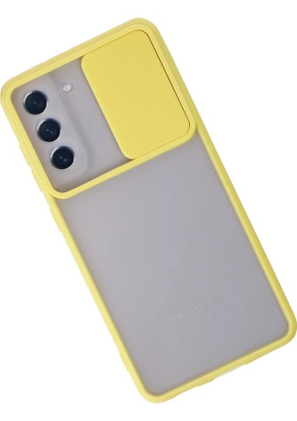 Samsung Galaxy S21 Fe Kılıf Palm Buzlu Kamera Sürgülü Silikon - Sarı Svlrs modelleri
