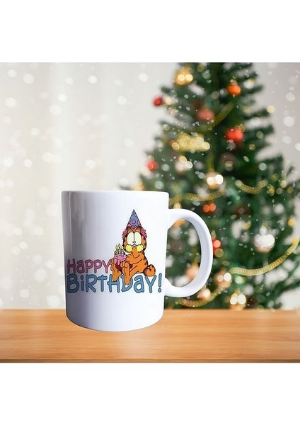 Pasta Sürprizi Garfield - Happy Birthday Temalı Çizgi Karakter Porselen Kupa fiyatları