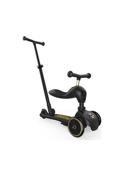 & Ride Highwaykick 1 Push And Go Kickboard, Oturaklı Çocuk Scooter'ı, 2'si 1 Arada Direksiyonlu, 1 2 Yaşından Itibaren Büyüyen, Yüksekliği Ayarlanabilir, Aletsiz (Black & Gold (Sınırlı Sürüm)) fiyatları