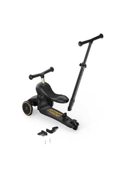 & Ride Highwaykick 1 Push And Go Kickboard, Oturaklı Çocuk Scooter'ı, 2'si 1 Arada Direksiyonlu, 1 2 Yaşından Itibaren Büyüyen, Yüksekliği Ayarlanabilir, Aletsiz (Black & Gold (Sınırlı Sürüm)) modelleri