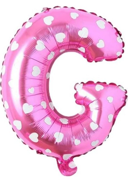Vitrini G Harfi 16 Inç Pembe Kalpli Renk Folyo Balon 36 cm (Pembe)