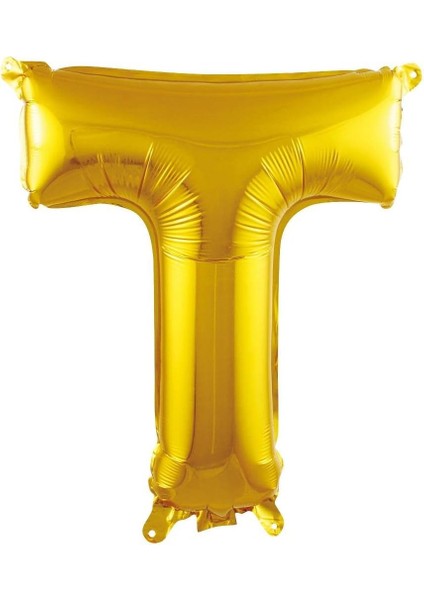 Vitrini T Harfi 16 Inç Gold Renk Folyo Balon 36 cm (Altın)
