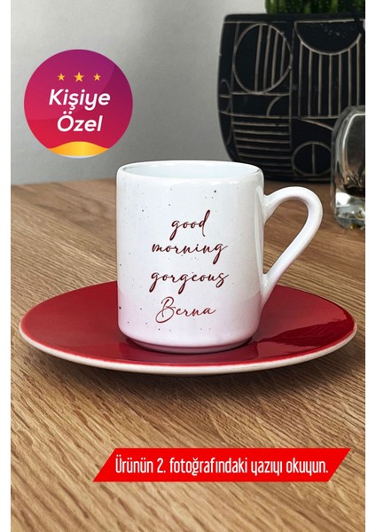 Kişiye Özel Kırmızı Türk Kahvesi Fincanı Sevgiliye Günaydın Hediye modelleri
