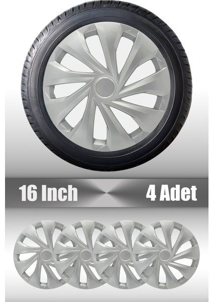 Hyundai Accent Elentra Tucson 16" Inç Uyumlu 4 Adet 1 Takım Gri Kırılmaz Esnek Jant Kapağı 032