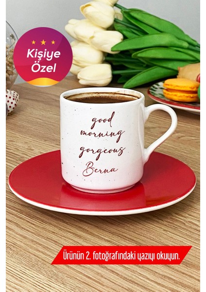 Kişiye Özel Kırmızı Türk Kahvesi Fincanı Sevgiliye Günaydın Hediye fırsatları