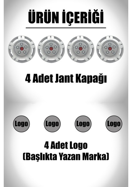 Fiat Ducato 16" Inç Uyumlu 4 Adet 1 Takım Gri Kırılmaz Esnek Jant Kapağı 036 fiyatları