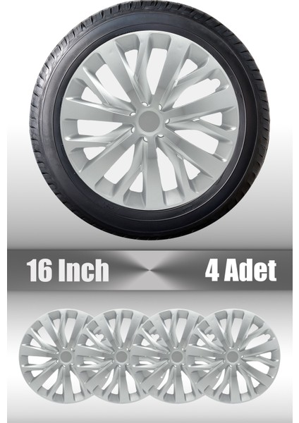 Dacia Sandero Stepway Lodgy 16" Inç Uyumlu 4 Adet 1 Takım Gri Kırılmaz Esnek Jant Kapağı 039