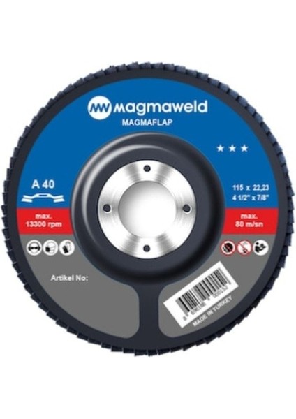 40 Kum-Ao Flap Disk 115X22 Mm, Yüzey Zımpara, Güçlü ve Dayanıklı