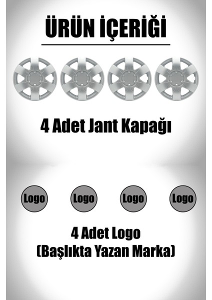 Fiat Linea Doblo Tipo 16" Inç Uyumlu 4 Adet 1 Takım Gri Kırılmaz Esnek Jant Kapağı 038 fiyatları