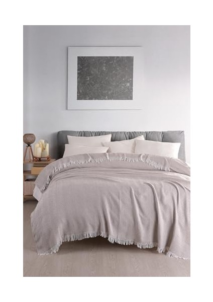Organik Pamuklu Kaymaz Koltuk Örtüsü Desenli 200X230 cm Kanepe Çekyat Buldan Bezi Bej fiyatları