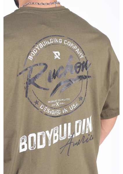 Bigsize - Tshirt Bodybuilding Co. Erkek Geniş Kalıp Sporcu Tişört - Fitness & Spor Giyim - Rahat Pamuklu Kumaş
