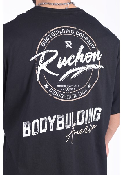 Bigsize - Tshirt Bodybuilding Co. Erkek Geniş Kalıp Sporcu Tişört - Fitness & Spor Giyim - Rahat Pamuklu Kumaş