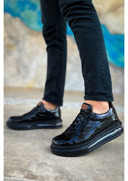 J171 Ariaso Ortopedik Taban Desenli Günlük Rugan Erkek Sneaker Spor Ayakkabı Rst Siyah modelleri