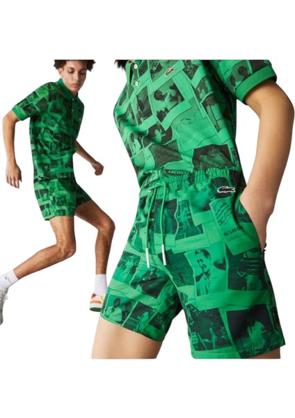 L!ve Unisex Baskılı Yeşil Mayo Şort