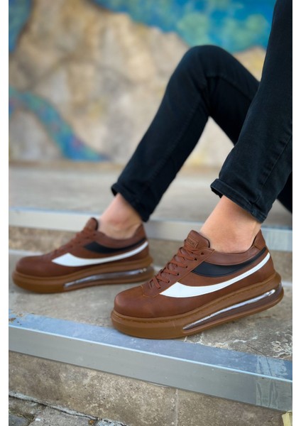 J172 Ariaso Ortopedik Taban Günlük Cilt Erkek Sneaker Spor Ayakkabı Ctt Taba