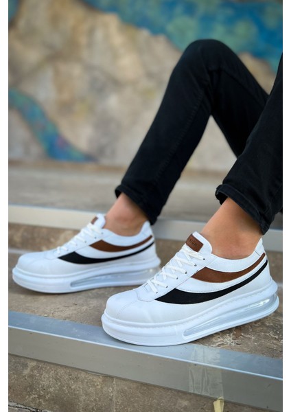 J172 Ariaso Ortopedik Taban Günlük Cilt Erkek Sneaker Spor Ayakkabı Cbt Beyaz