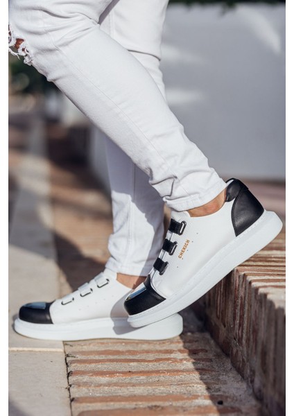 J251 Mirror Furry Ortopedik Taban Günlük Cilt Erkek Sneaker Spor Ayakkabı Cbt Beyaz/siyah indirimleri