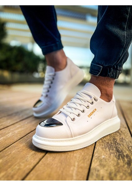 J175 Mirror Ortopedik Taban Günlük Cilt Erkek Sneaker Spor Ayakkabı Cbt Beyaz