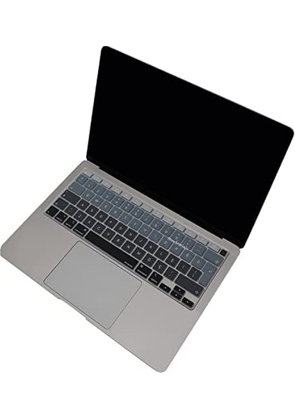 Macbook Air M1 13INÇ Klavye Koruyucu Türkçe Q Ombre A2179 A2337 ile Uyumlu Siyah Gri