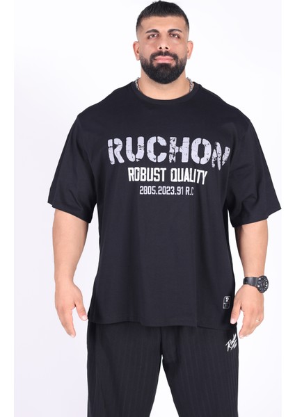 Bigsize - R.r. Quality 2805 Erkek Geniş Kalıp Sporcu Tişört - Fitness & Spor Giyim - Rahat Pamuklu Kumaş