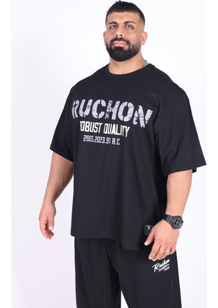Bigsize - R.r. Quality 2805 Erkek Geniş Kalıp Sporcu Tişört - Fitness & Spor Giyim - Rahat Pamuklu Kumaş fırsatları