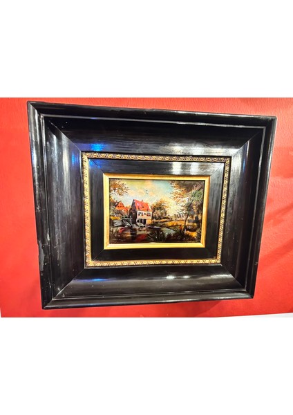 1900 Ortaları Limoges Emaye Tablo Ahşap Çerçevesinde 30,5 cm x 26 cm Çerçeve Ölçülerinde fiyatları