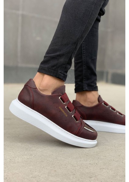 J251 Mirror Ortopedik Taban Günlük Cilt Erkek Sneaker Spor Ayakkabı Cbt Bordo