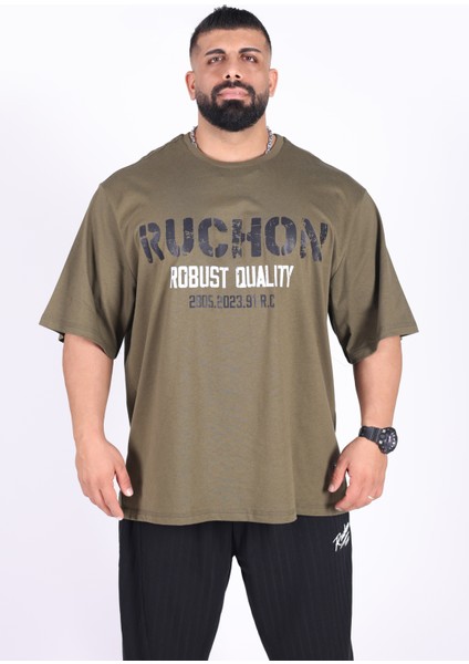 Bigsize - R.r. Quality 2805 Erkek Geniş Kalıp Sporcu Tişört - Fitness & Spor Giyim - Rahat Pamuklu Kumaş
