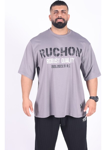 Bigsize - R.r. Quality 2805 Erkek Geniş Kalıp Sporcu Tişört - Fitness & Spor Giyim - Rahat Pamuklu Kumaş
