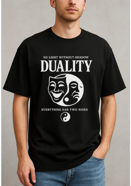 Dualıty Baskılı Oversize Unisex T-Shirt %100 Pamuk