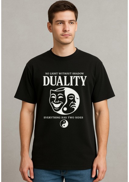 Dualıty Baskılı Oversize Unisex T-Shirt %100 Pamuk fiyatları